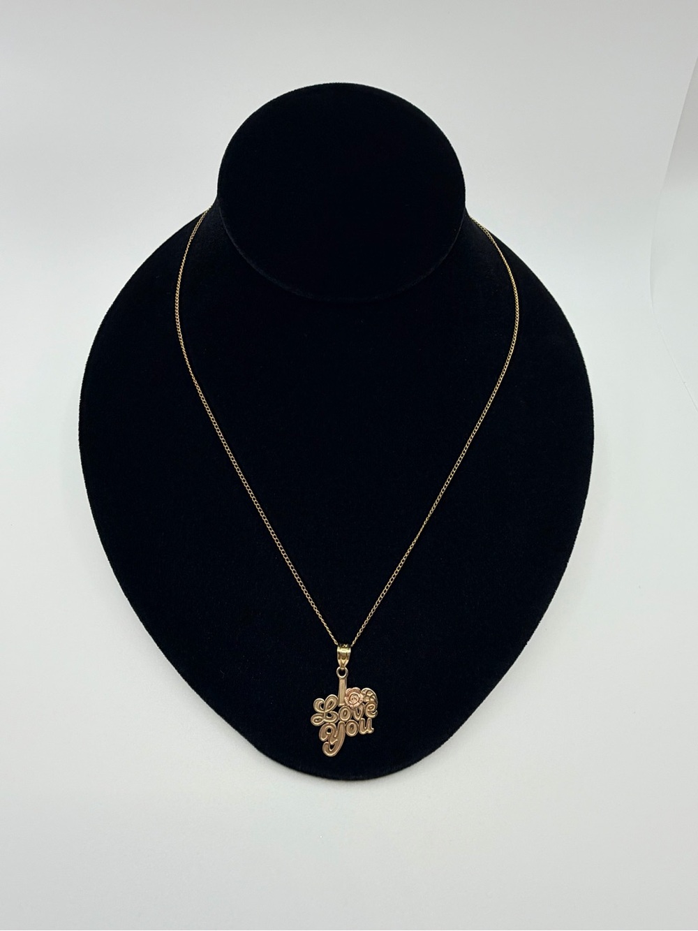 14K Solid Gold “I Love You” Rose Pendant Necklace 18” Michael Anthony